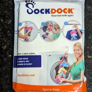 SockDock Laundry Tool & Storage Hanger for Washing Drying & Storing Paired Socks